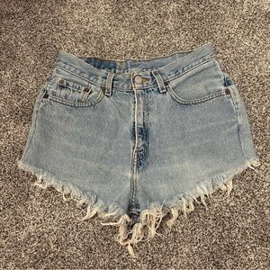 Levi's Blue Jean Shorts Distressed Frayed Hem